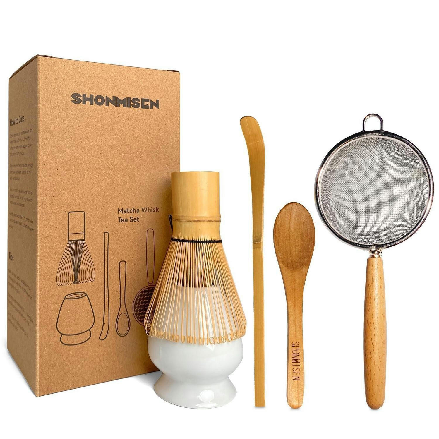 MATCHA Set 5-teiliges Set - Weiß, Naturmaterialien (11/1.5/22cm)