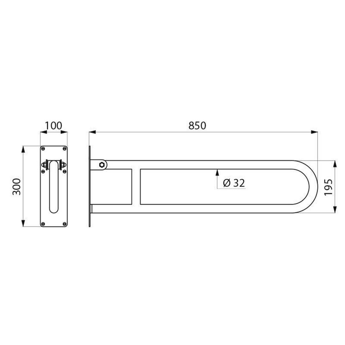 STÜTZGRIFF Basic Ø32 L850 mm Edelstahl seidenmatt - Chromfarben, Metall (31/11/86.5cm) - Delabie