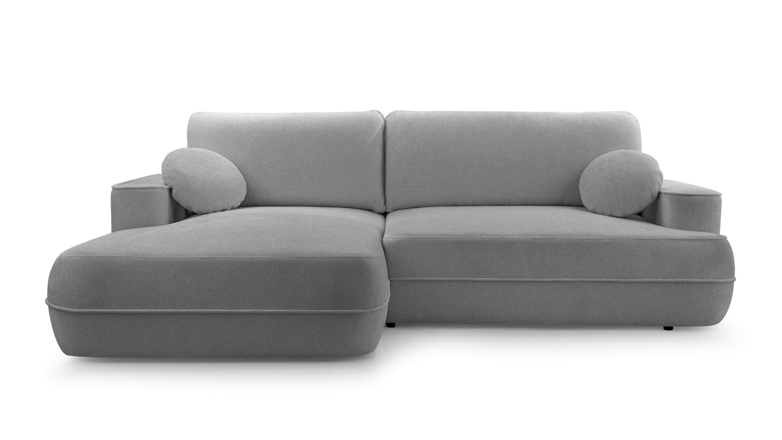 ECKCOUCH L Form Peoni Hellgrau 267/168/87 cm mit Schlaffunktion L - Hellgrau/Schwarz, Kunststoff/Textil (168/267cm) - AX Living