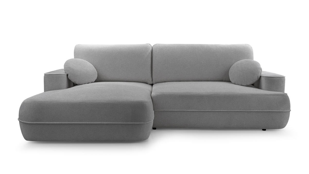 ECKCOUCH L Form Peoni Hellgrau 267/168/87 cm mit Schlaffunktion L - Hellgrau/Schwarz, Kunststoff/Textil (168/267cm) - AX Living