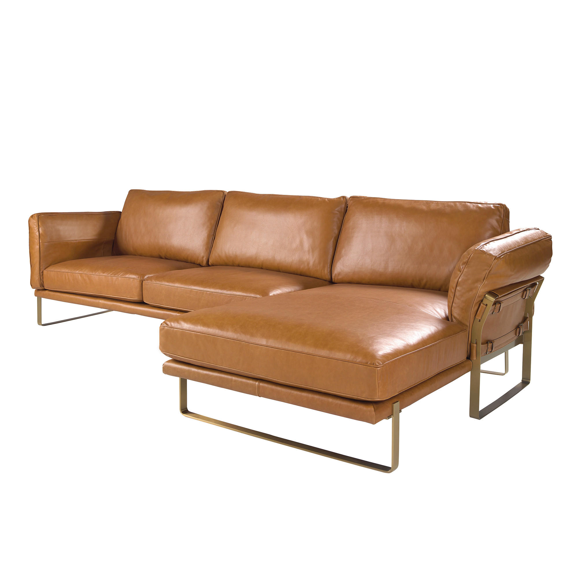 ECKSOFA Kamel Gold 302/166/84 - Goldfarben/Braun, Leder (302/166cm) - ANGEL CERDA