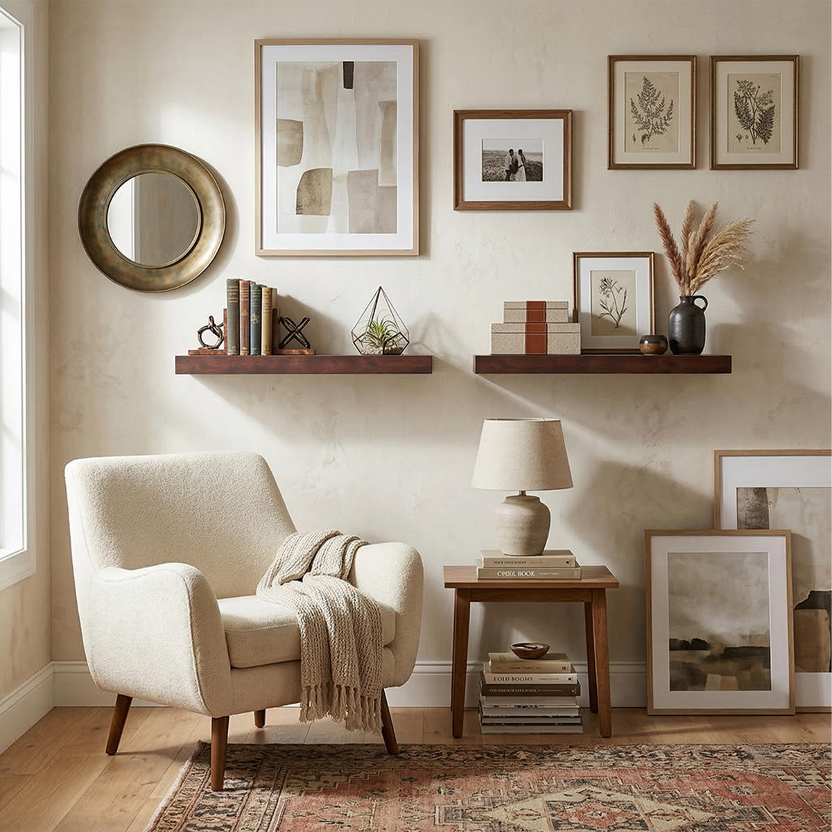 NÁSTENNÁ pol. - hnedá, kov/kompozitné drevo (50/4/23cm) - Relaxdays