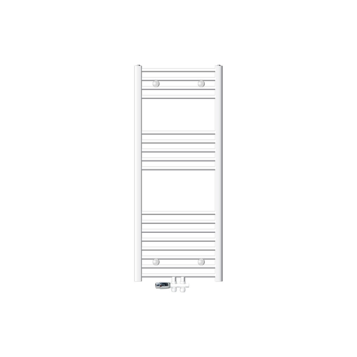 BADHEIZKÖRPER Sahara 500x1200 mm Weiß gerade mit Ventil Durchgang - Weiß, Metall (50/120/3cm) - LuxeBath