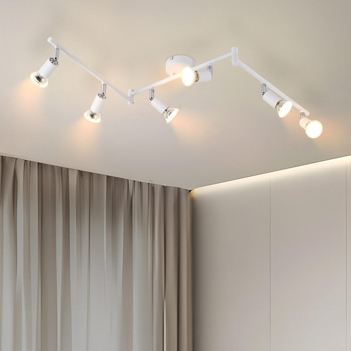 STRAHLER Flensburg 6-flammig 108/8/15.5 cm - Weiß, Metall (108/8/15.5cm) - Nettlife