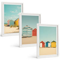 BILDER SET 3er Set - 40x60 cm Weißer Rahmen - Bunte Häuser, Strand, Sonne - Weiß, Kunststoff (40/60cm) - TULUP