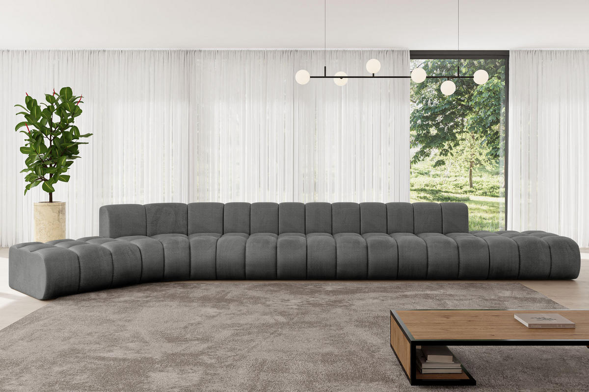 ECKSOFA modulares Sofa Solven-L3 - 562x174x70 cm Dunkelgrau - Dunkelgrau, Holzwerkstoff/Textil (562/174cm) - ALTDECOR