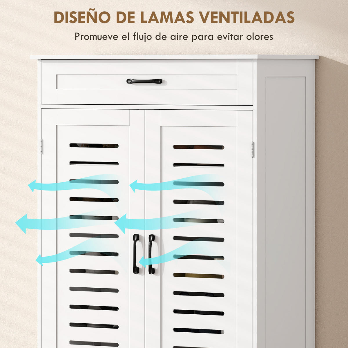 SCHUHSCHRANK,GITTERTÜREN Schublade für 20 Paar 78x37x115,8cm,weiß - Weiß, Holzwerkstoff (78/115.8/37cm) - Vallsero