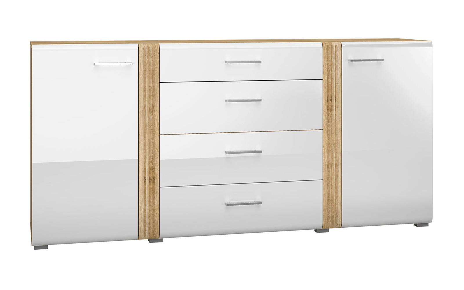 SIDEBOARD Adagio weiß Hochglanz / Eiche castello 190 / 42 / 90cm - Weiß Hochglanz/Weiß, Holz/Holzwerkstoff (190/90/42cm) - Feldmann-Wohnen