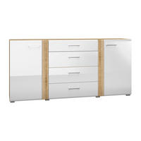 SIDEBOARD Adagio weiß Hochglanz / Eiche castello 190 / 42 / 90cm - Weiß Hochglanz/Weiß, Holz/Holzwerkstoff (190/90/42cm) - Feldmann-Wohnen