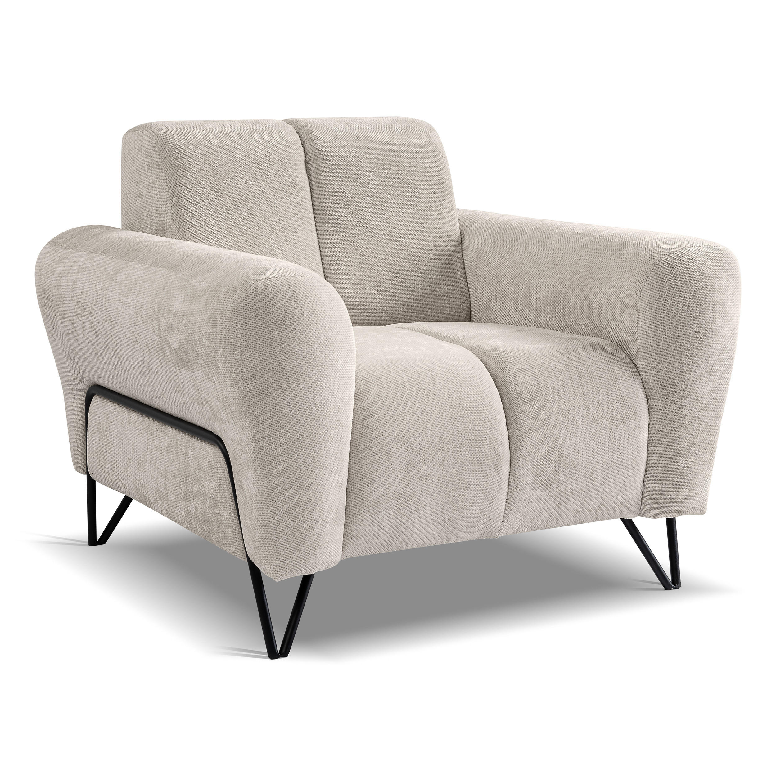 RELAXSESSEL Volare mit Metallbeinen Creme - Creme/Schwarz, Textil/Metall (100/83/98cm) - Beautysofa