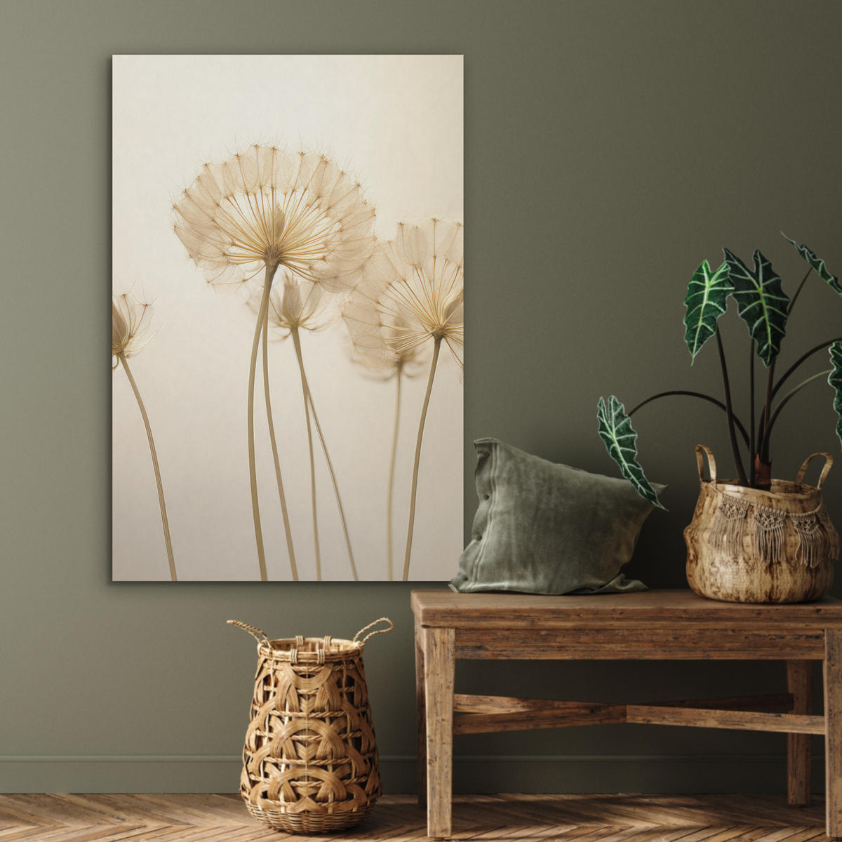 AKUSTIKBILD Sonnenlicht - Löwenzahn - Botanisch - Blumen Wanddeko 60x90 cm - Creme, Kunststoff (60/90/0.9cm) - MuchoWow