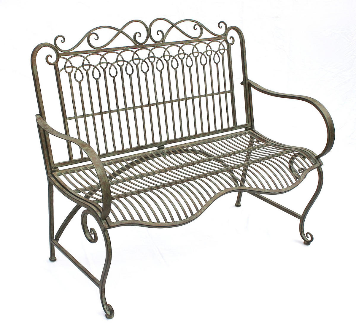 GARTENBANK 2 Sitzer Metall Patina Grün 110 cm 150014 - Grün, Metall (50/98/110cm) - DanDiBo