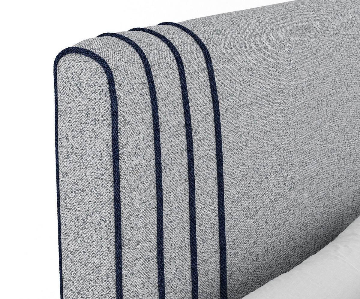 BOXSPRINGBETT Casone Grau/Marineblau 140/200 cm mit Latex-Topper - Silberfarben/Dunkelblau, Holz/Holzwerkstoff (140/200cm) - Maison de Reve