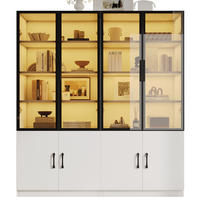 VITRINE Weiß mit Rauchglas, Aluminiumrahmen und farbwechselnder LED-Beleuchtung 120×40×160 cm aus Spanplatte & ESG-Sicherheitsglas - Weiß, Holzwerkstoff (120/160/40cm) - Luhomfu