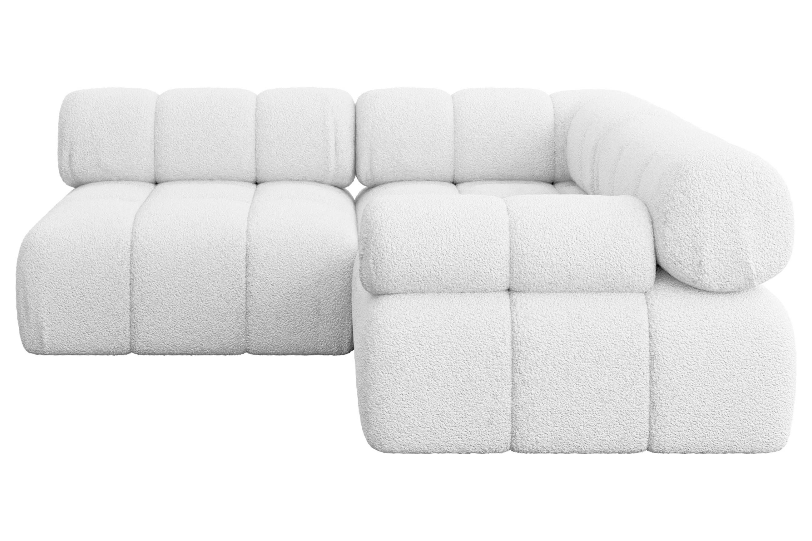 ECKSOFA modulares Sofa Mende-L1 - 190x190x70 cm Weiß Bouclé - Weiß, Holzwerkstoff/Textil (190/190cm) - ALTDECOR