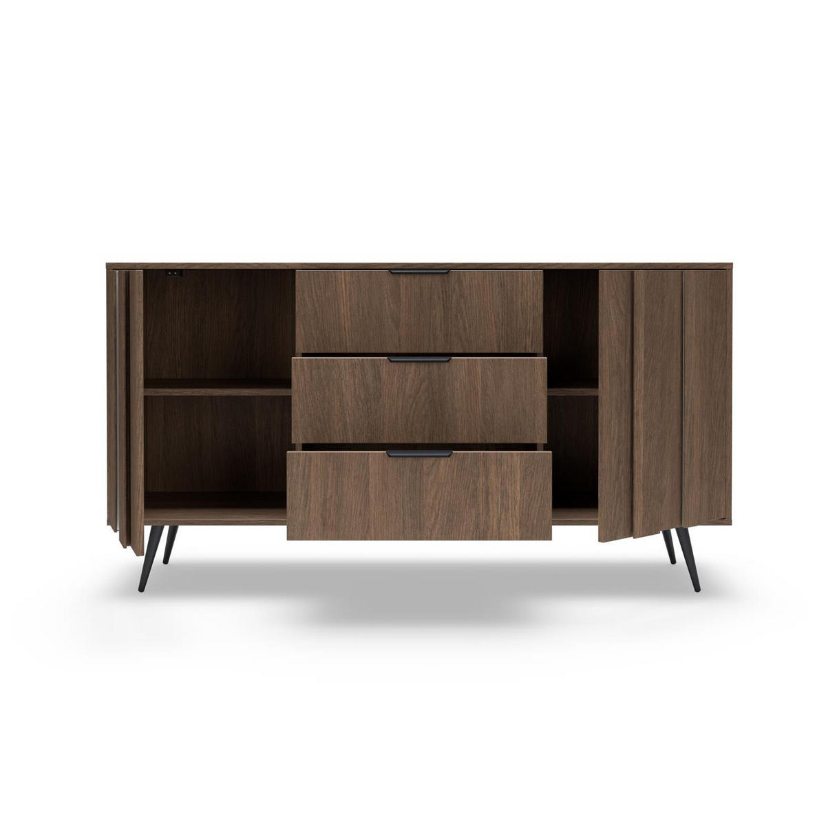 SIDEBOARD FARO, mit LED, Kommode mit 3 Schubladen - Eichefarben, Holzwerkstoff (154/83/40cm) - Bettso