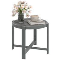 BEISTELLTISCH DE-07281 rund, wetterfest mit Marmoroptik Grau - Grau, Glas/Metall (60/60/46cm) - ComfortXL
