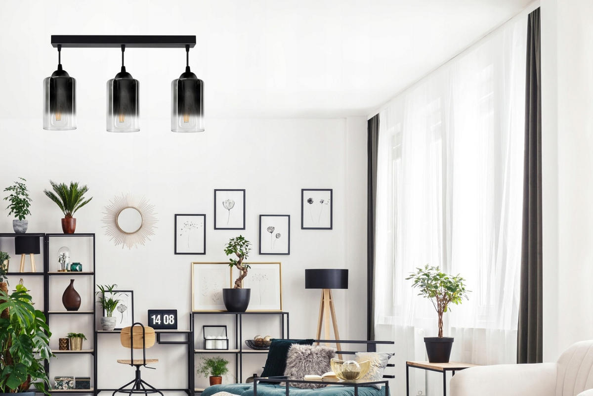 PENDELLEUCHTE GRAF - Transparent/Anthrazit, Glas/Metall (10/65/80cm) - kiki design