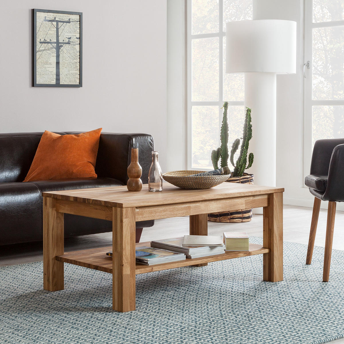 COUCHTISCH - Eiche massiv - Eichefarben, Holz (60/100/45cm) - home24