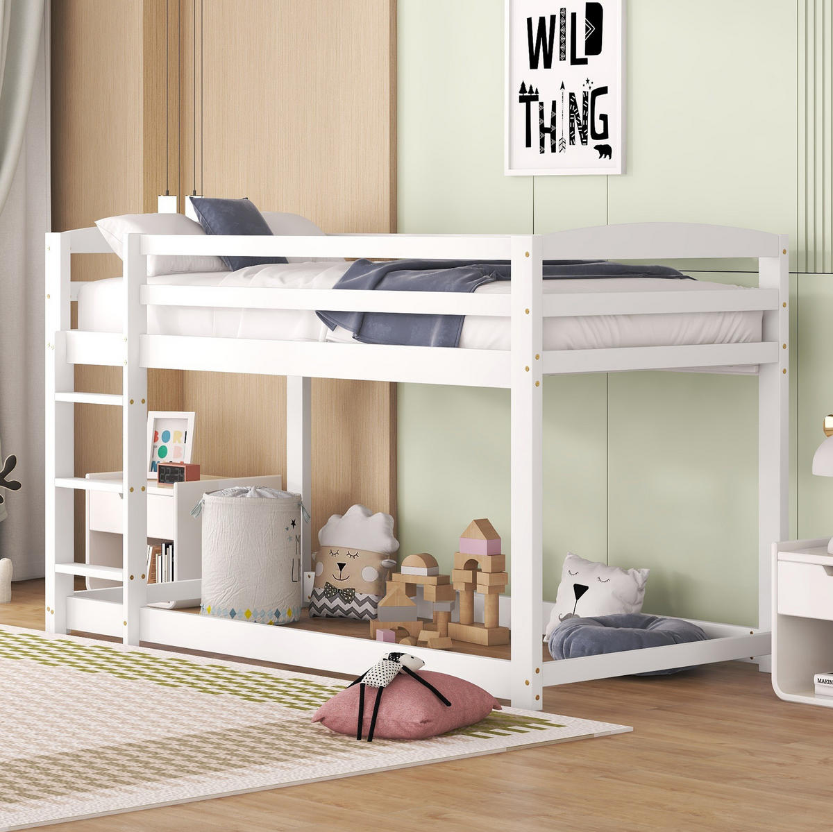 ETAGENBETT 90/200 cm aus Kiefer in Weiß – platzsparend und kindgerecht - Weiß, Holz (90/200cm) - BEAOK