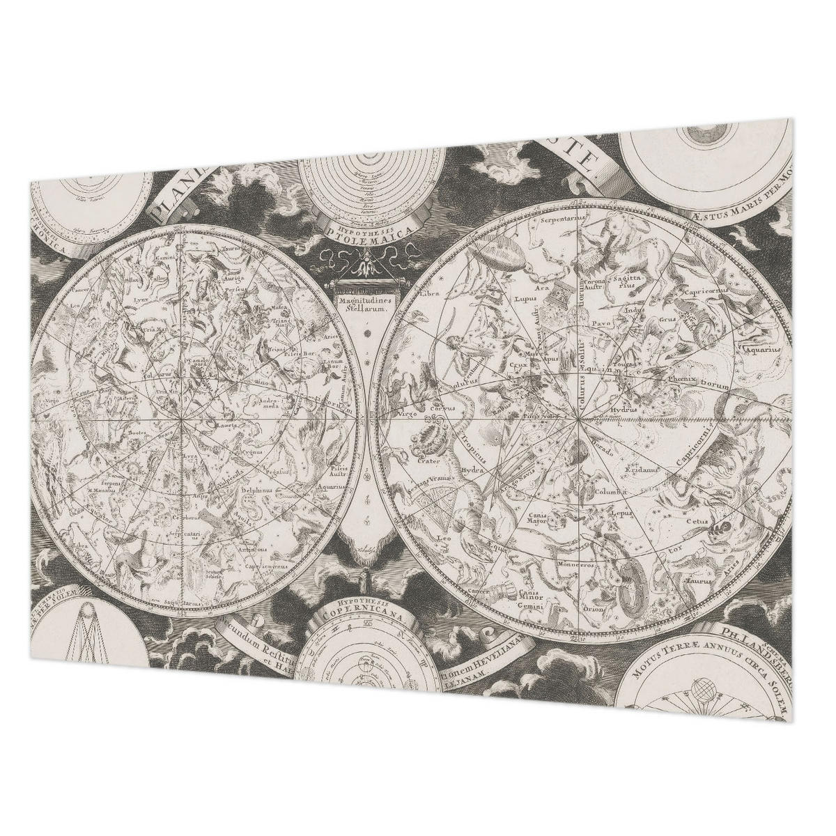 FOTOTAPETE 104x70 cm - Sternenkarte - Schwarz, Textil (104/70cm) - Wallfluent