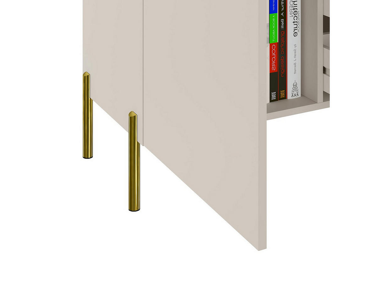 HOCHKOMMODE - 137.6cm x 39.6cm - Holzspan - beige - VUKIA - Beige/Goldfarben, Holz (137.6/91/39.6cm) - Vente-Unique