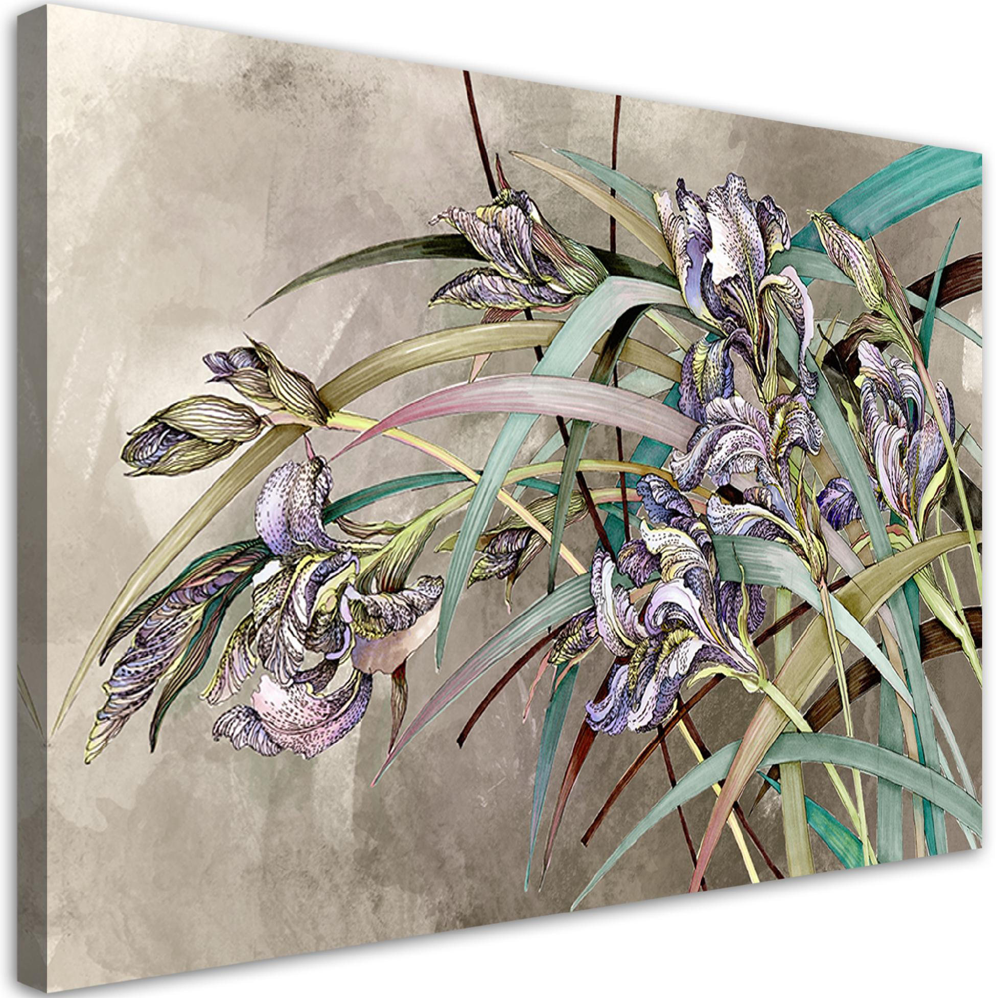WANDBILD iris blumen im wind - Beige, Textil (60/40cm) - Feeby