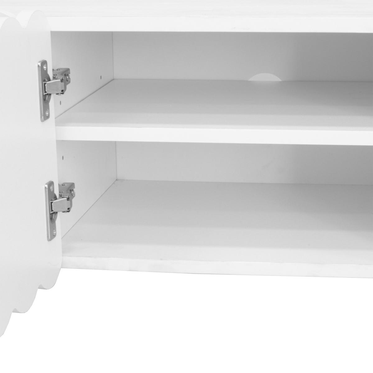 LOWBOARD in Weiß TV-Schrank mit abgerundeten Kanten für Wohnzimmer und Arbeitszimmer, B175/T38/H37 cm - Weiß, Holzwerkstoff/Metall (175/37/38cm) - STILVORA