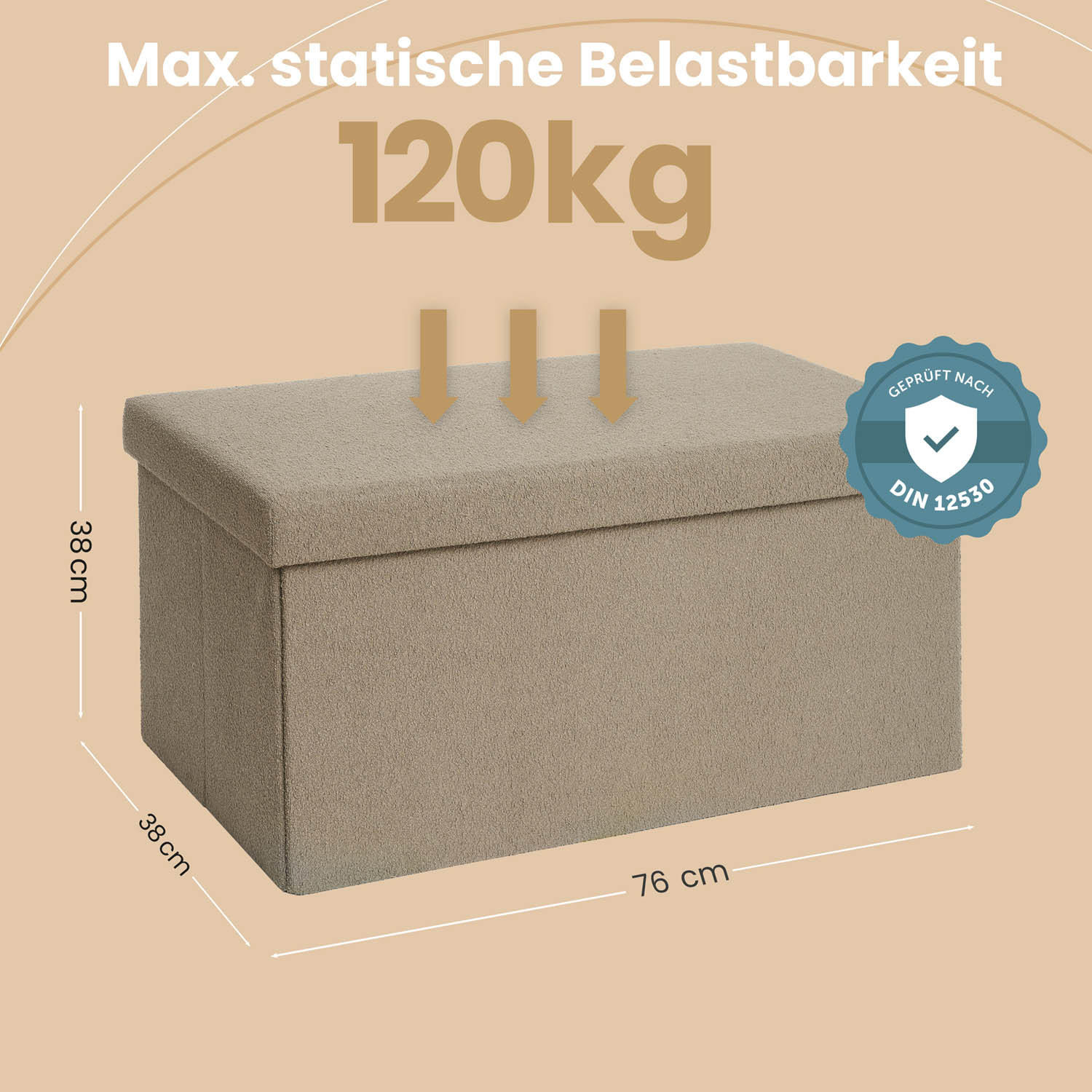 SITZBANK 76/38/38 cm, Taupe - Taupe, Kunststoff (38/38/76cm) - Blumtal