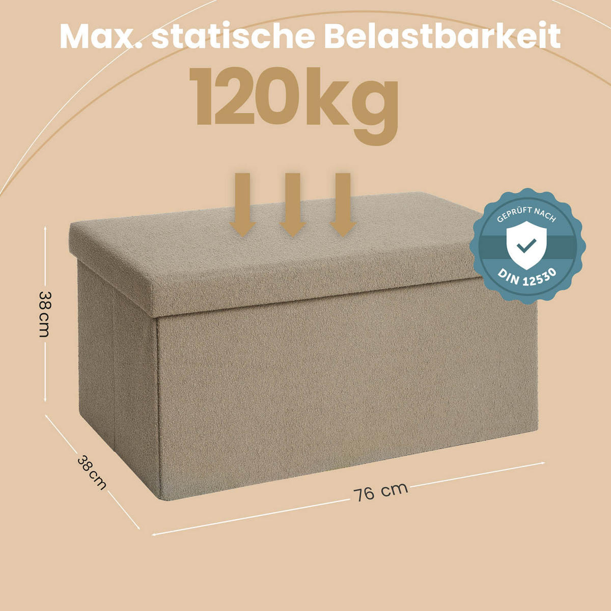 SITZBANK 76/38/38 cm, Taupe - Taupe, Kunststoff (38/38/76cm) - Blumtal