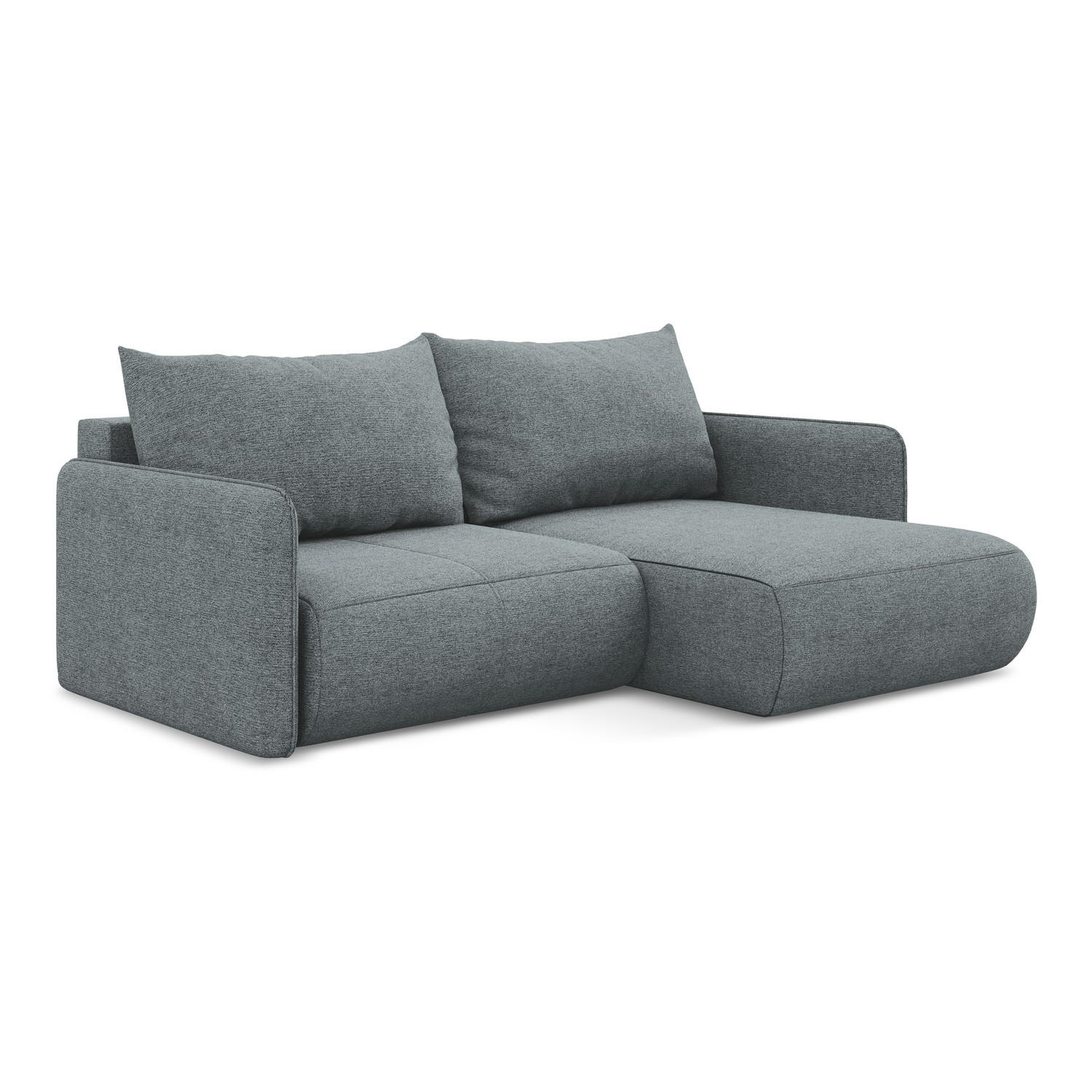ECKSOFA mit Schlaffunktion Chenille Stoff Blau - Blau/Blaugrau, Kunststoff/Textil (207/148cm) - LaMiaSofa