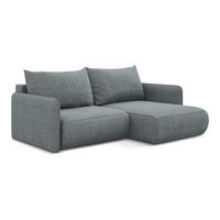 ECKSOFA mit Schlaffunktion Chenille Stoff Blau - Blau/Blaugrau, Kunststoff/Textil (207/148cm) - LaMiaSofa
