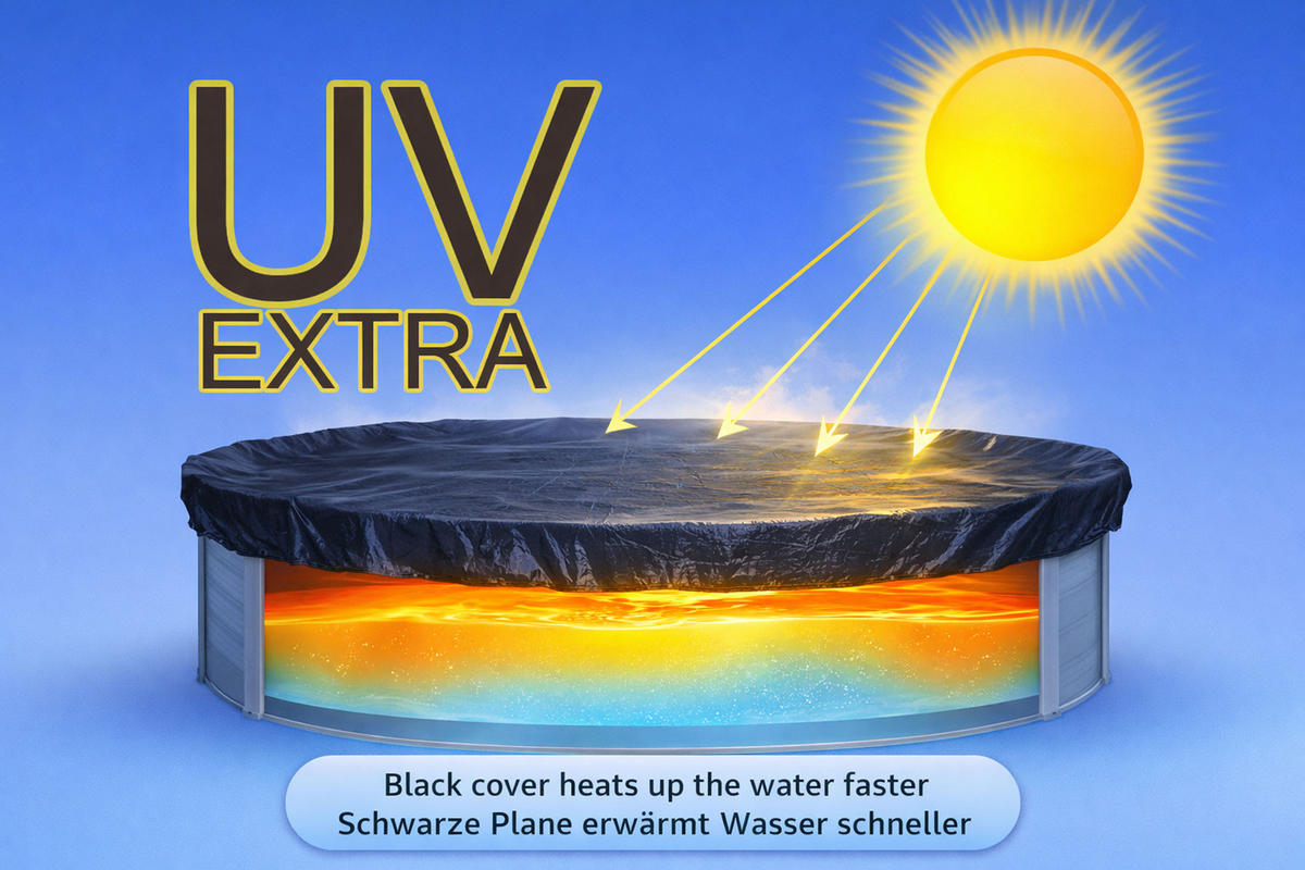 POOLABDECKUNG Rund Planenmaß Ø 610 cm für Pool 500-550 cm Solar Schwarz - Schwarz, Kunststoff (610/610cm) - QUICK STAR
