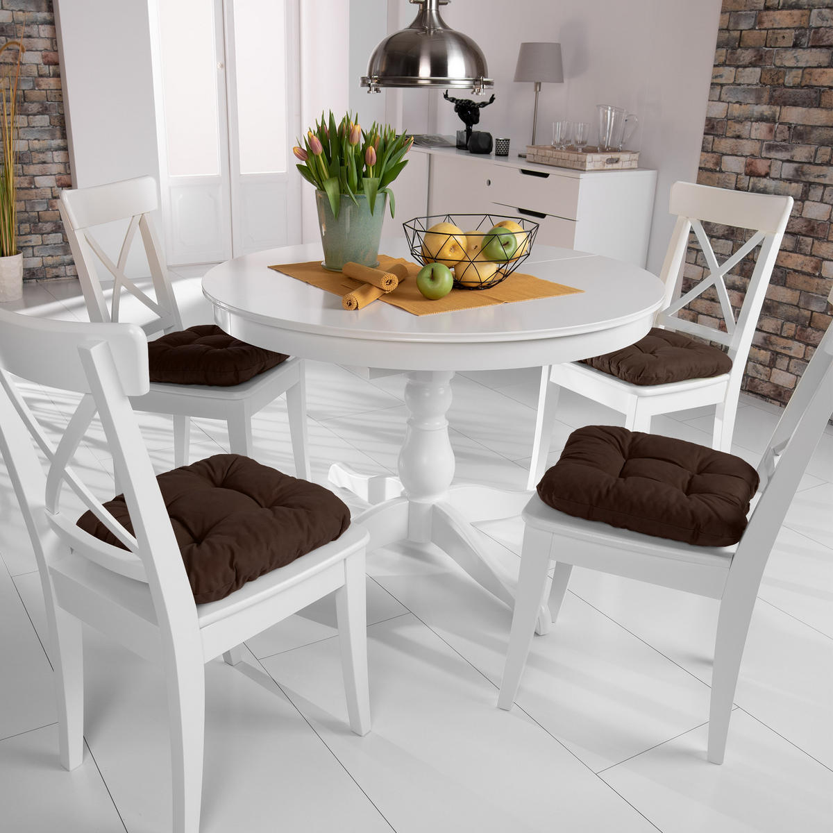 STUHLKISSEN Lisa 40/40/8 cm Schokobraun 4tlg - Dunkelbraun, Textil (40/40cm) - Beautissu 