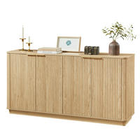 SIDEBOARD aus MDF 160x40x80 cm Eiche mit 4 Türen, Stauraum und Wellenfront - Eichefarben, Holzwerkstoff (160/80/40cm) - Modfu