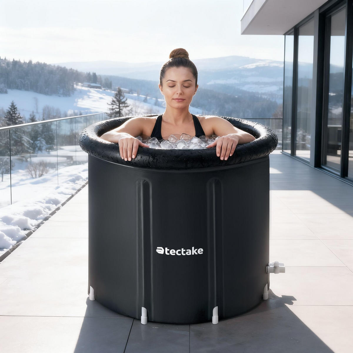 EISBADETONNE Helsinki,inkl. Tragetasche, Pumpe und Wasserkissen,schwarz - Schwarz, Kunststoff (75/75/75cm) - tectake