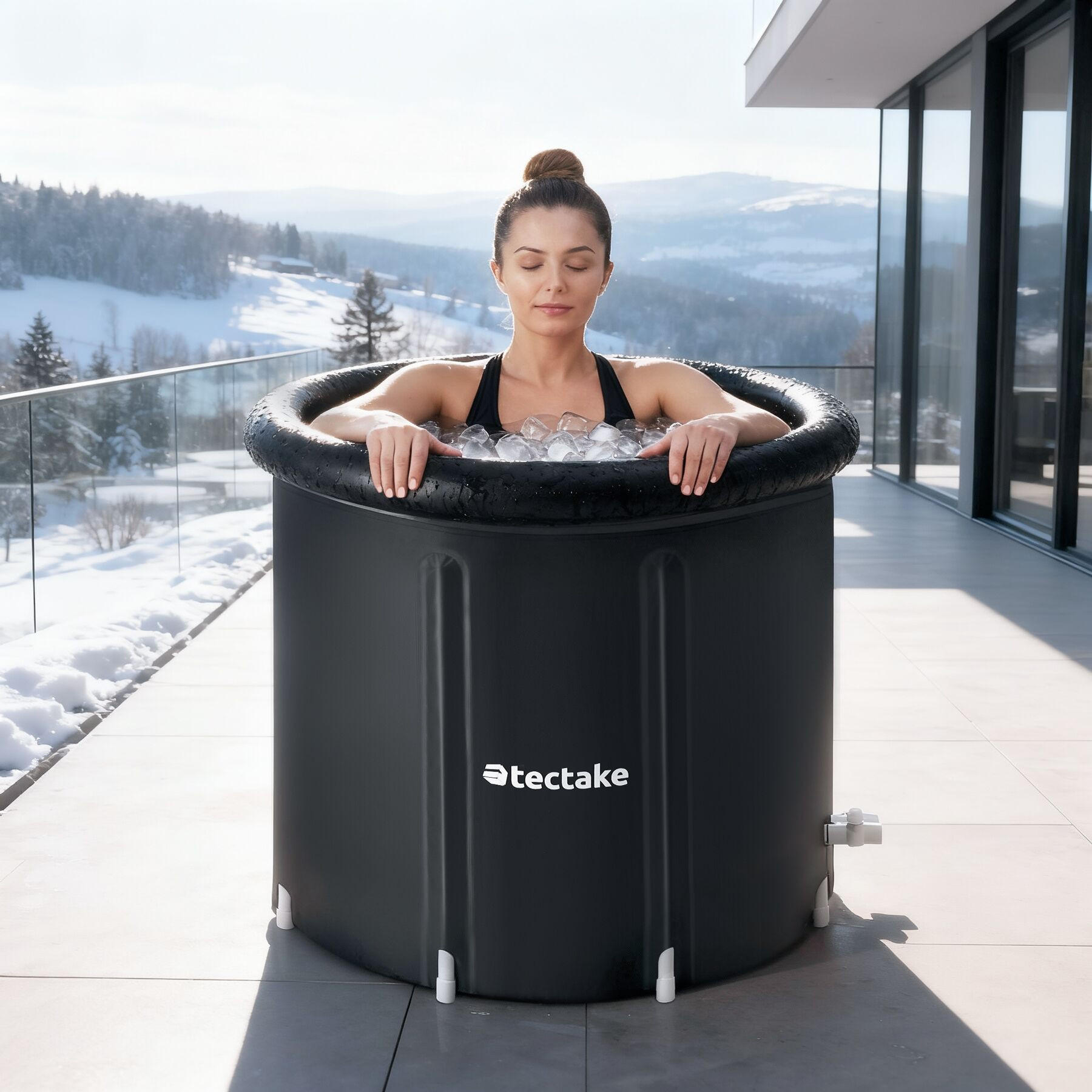 Thumbnail - tectake Eisbadetonne, Schwarz, Kunststoff, Rund, 90x75x90 cm, Badezimmer, Baden & Duschen, Badewannen