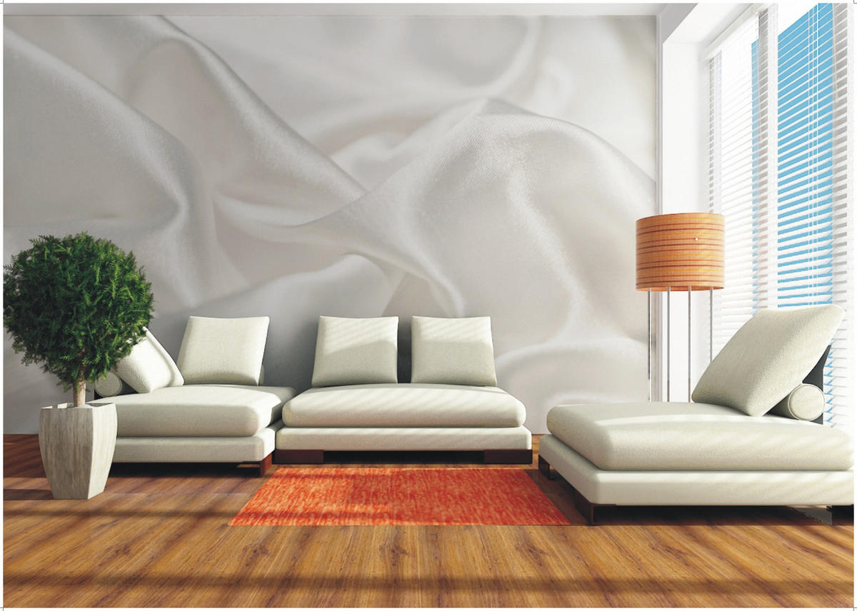 FOTOTAPETE Seide in 3D-Optik 375 x 270 cm - Weiß, Papier (375/270cm) - Sanders & Sanders