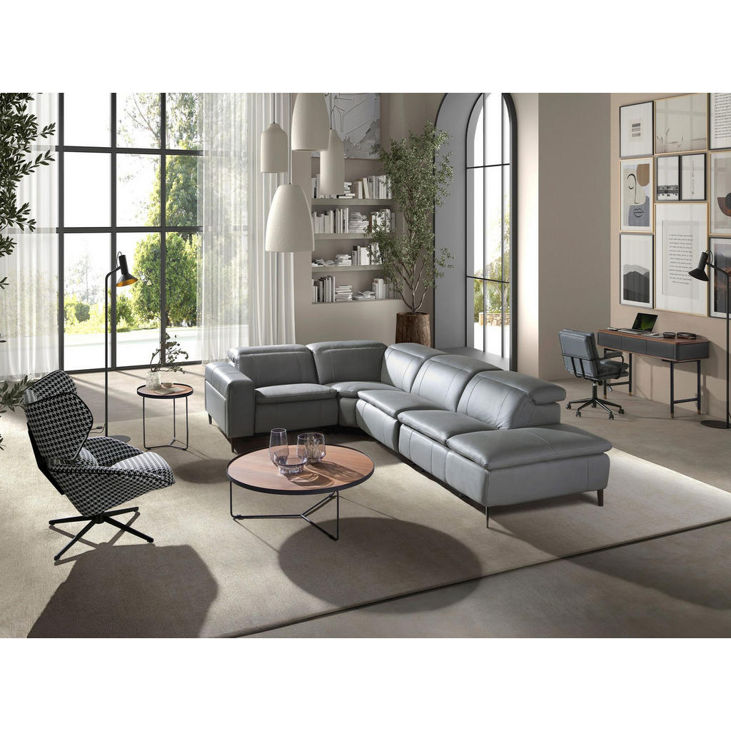 Thumbnail - Angel Cerda Ecksofa, Grau, Leder, Uni, 5-Sitzer, L-Form,L-Form, 330x224 cm, Wohnzimmer, Sofas & Couches, Wohnlandschafte...