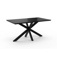 ESSTISCH 160 cm in Schwarzen Marmor-Optik - Schwarz Hochglanz, Metall (90/160/77cm) - Home Collective
