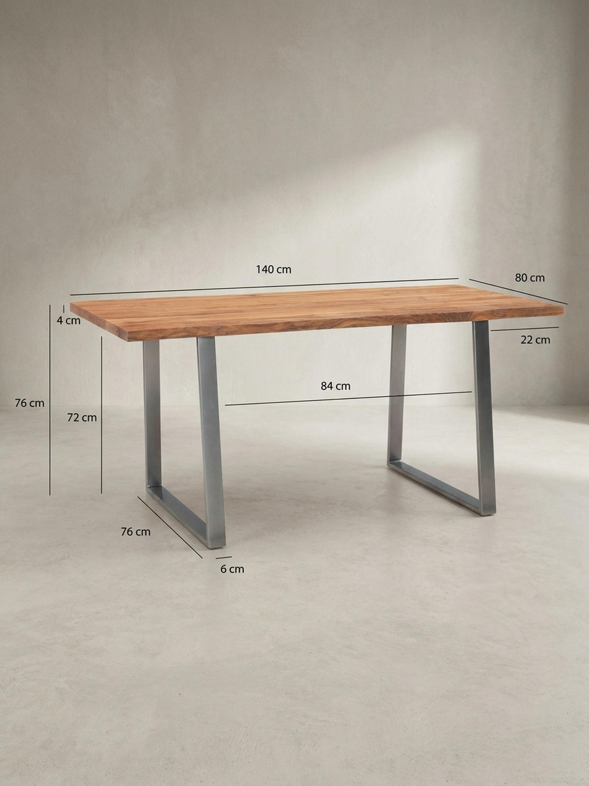 SCHREIBTISCH Massivholz Baumkante Chromgestell Handarbeit TARN, Goldbraun-Chrom 140x80x76 cm - Chromfarben/Braun, Holz/Metall (80/140/76cm) - KADIMA DESIGN