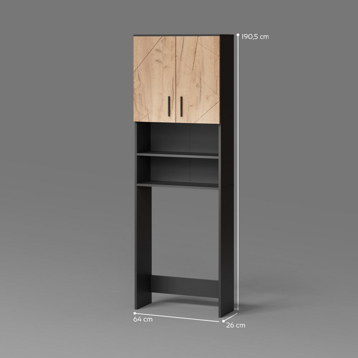 WASCHMASCHINENSCHRANK Ronco Goldkraft Eiche/Anthrazit 64 x 190.5 cm - Eiche Wotan, Holzwerkstoff (64/190.5/26cm) - Livinity®