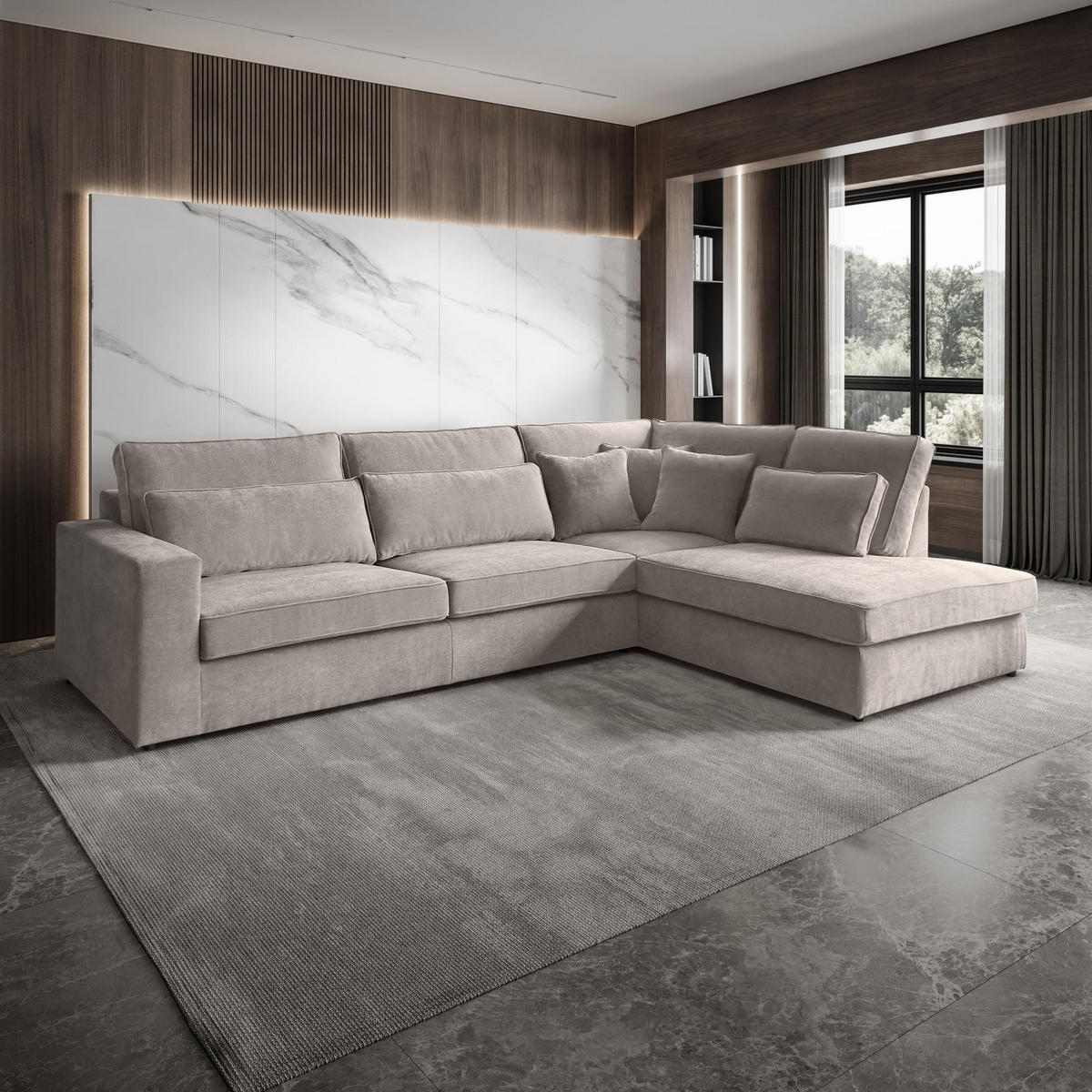ECKSOFA Parma ohne Schlaffunktion cappuccino rechts - Schwarz/Cappuccino, Textil (314/224cm) - Beautysofa
