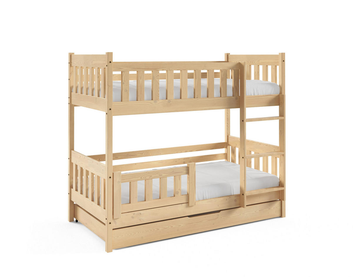 ETAGENBETT LUCIA mit Bettkasten 80x190 cm Kieferfarben - Kieferfarben, Holz (80/190cm) - MASSENO