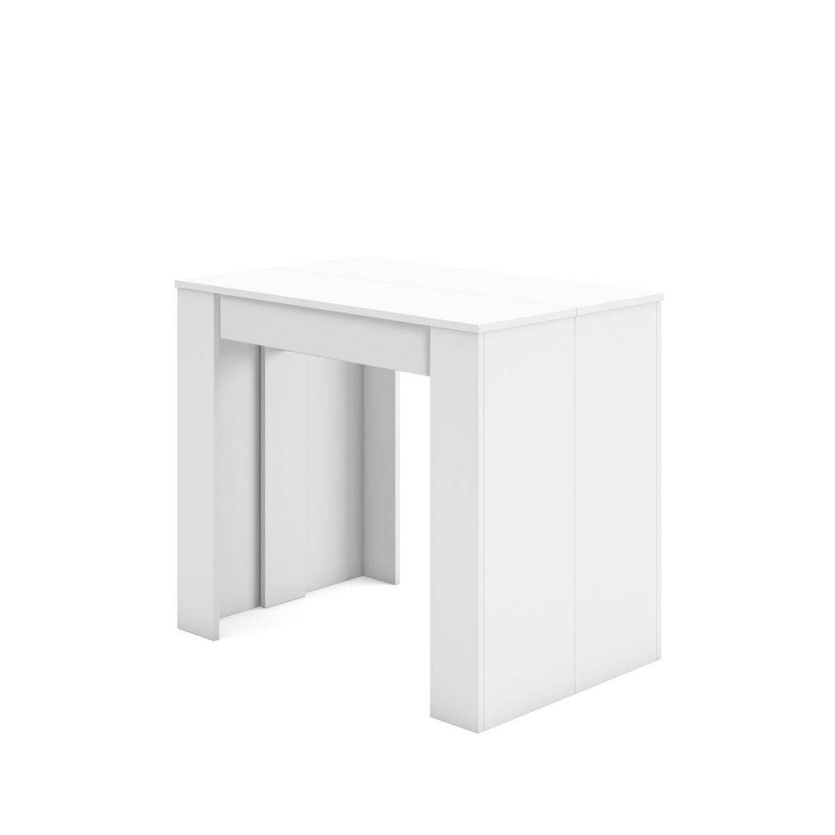 KONSOLENTISCH ausziehbar 58 bis 302cm, für 14 Gäste, weiß, 90/58/77cm - Weiß, Holzwerkstoff (90/302/77cm) - Skraut Home