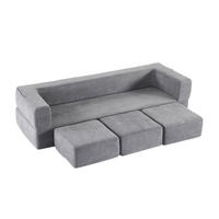 BODENSOFA modular als Schlafsofa Chenille Grau - Grau, Kunststoff (75.5/50/201cm) - Meubliv