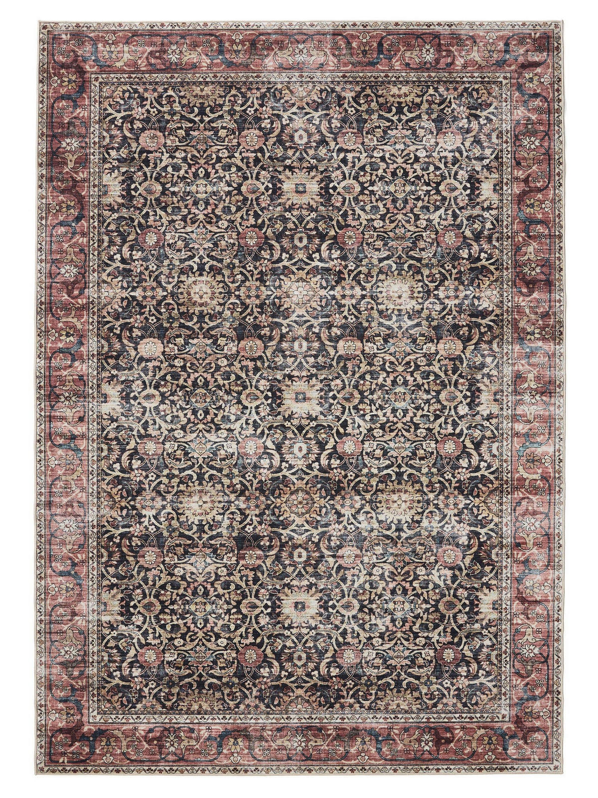 VINTAGE-TEPPICH George waschbar 200x300 cm - Rot/Multicolor, Kunststoff (200/300cm) - benuta
