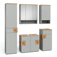 BADMÖBEL-SET Eden Grau/Artisan 5 Teile - Hellgrau/Grau, Holzwerkstoff (73/64/37cm) - Vicco