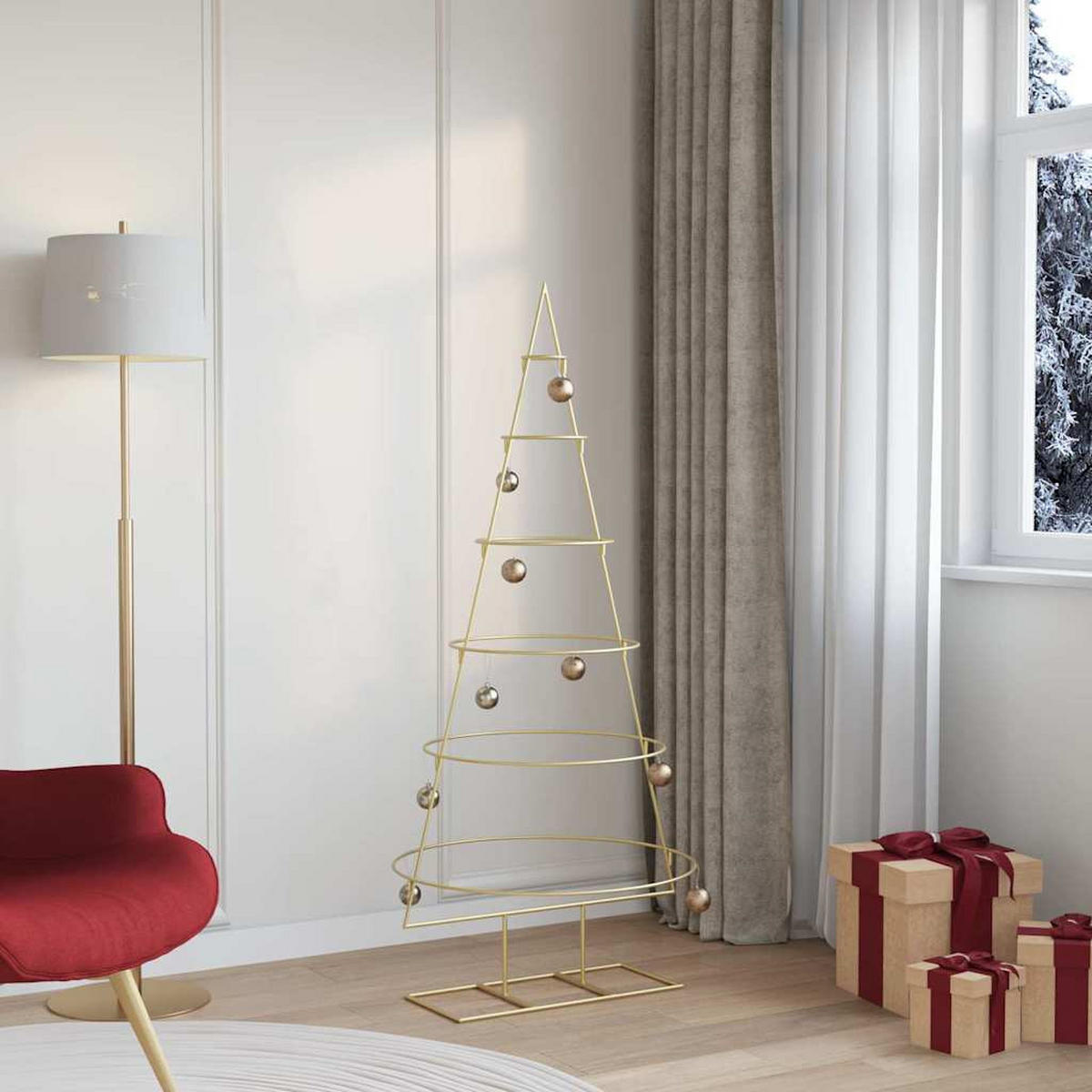 WEIHNACHTSBAUM Metall Gold 148 Cm Pulverbeschichteter Stahl - Goldfarben, Metall (148cm) - vidaXL