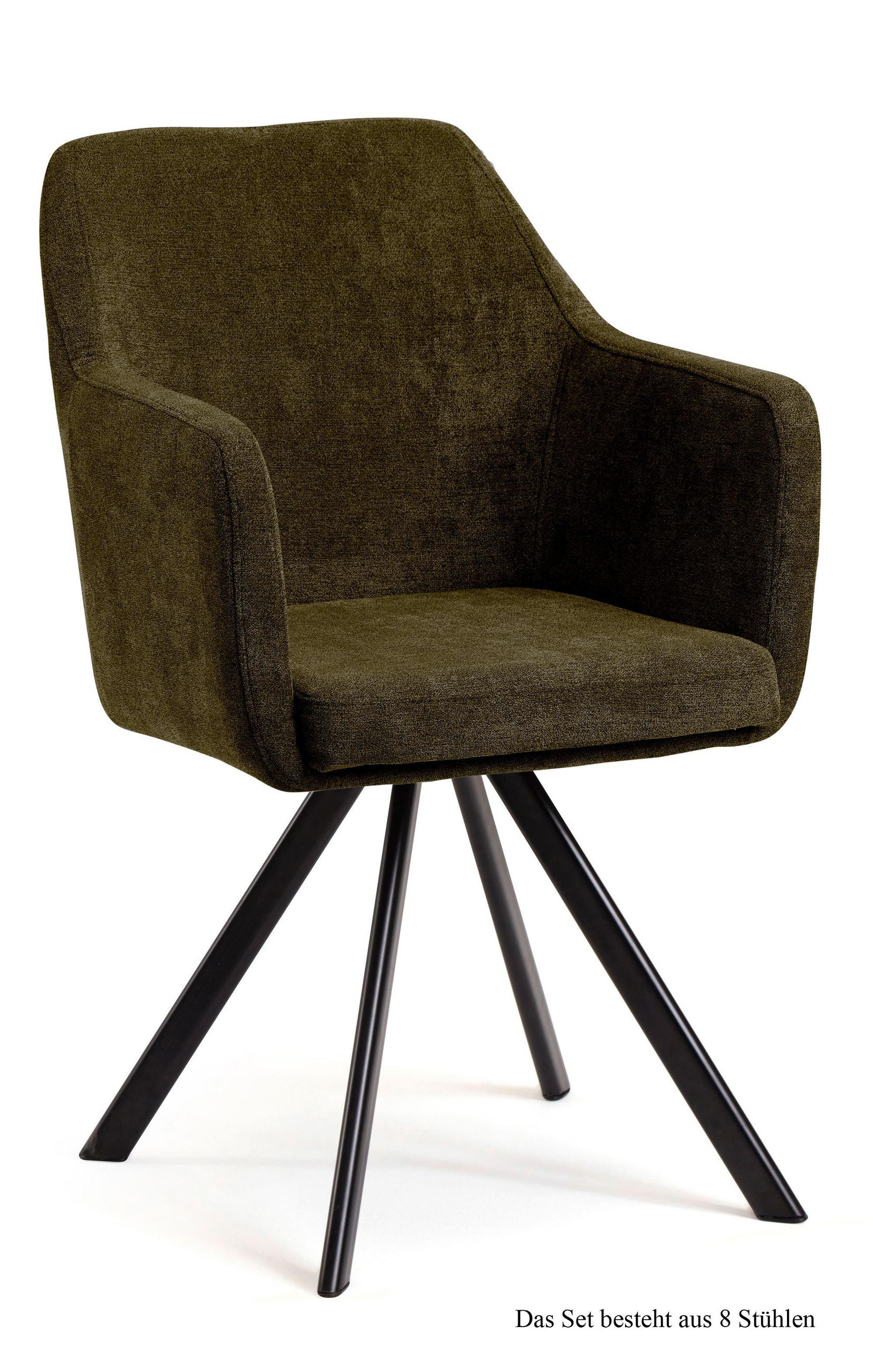 ARMLEHNSTUHL (8er-Set) Debee 57x87x60 Schwarz/Khaki - Dunkelgrün/Schwarz, Kunststoff (60/87/57cm) - 58aufmkessel